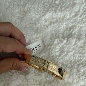Ralph Lauren Gold Script Engraved Cuff Bracelet